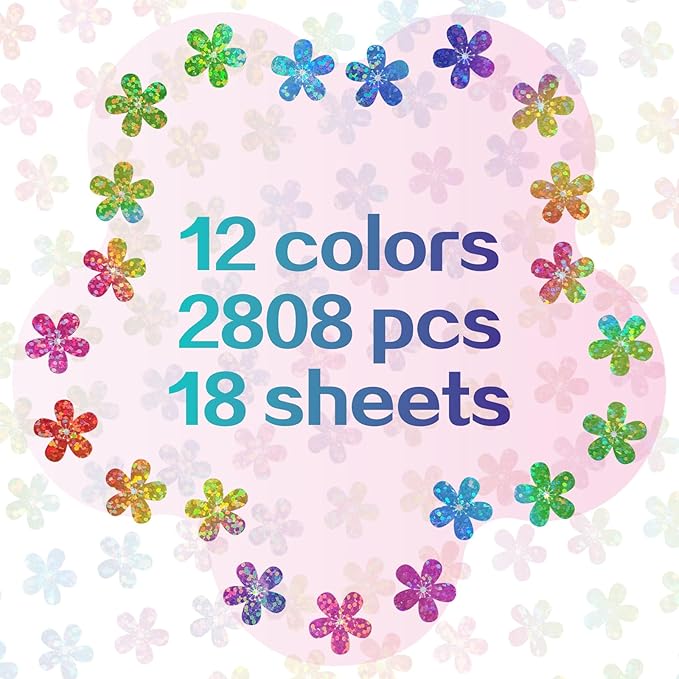 2808pcs Flowers Stickers for Kids Reward,0.6"Rainbow Flowers Stickers,for School,Classroom,Student,and Teacher Supplies,Behavior Reward Charts