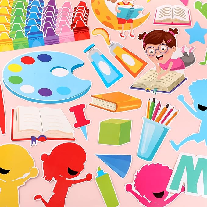 gisgfim Welcome Back to School Bulletin Board Decorations Set Inspirational Colorful Crayon Classroom Make Way for A Day Great Motivational Paper Cutouts Bulletin Board Decor for Door Chalkboard Wall