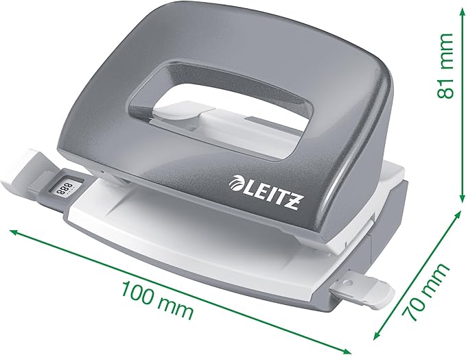 Leitz 55612036 Mini Stapler and Hole Punch Set, Staple or Punch Up to 10 Sheets, Includes P2 N°10 Staples, Wow Range, Metallic Blue