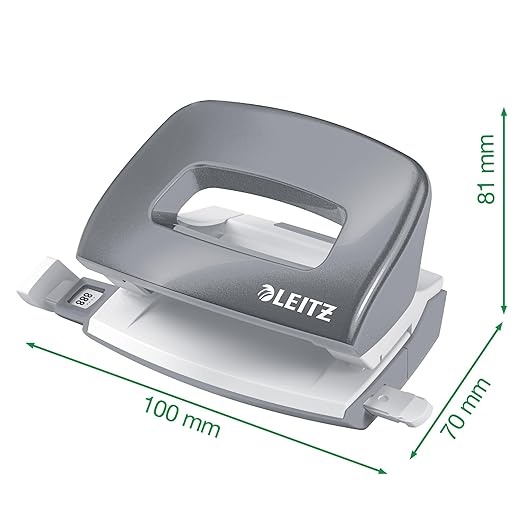 Leitz WOW Mini Desk Set Stapler and Punch, Staples or Punches up to 10 Sheets, 1000x P2 No. 10 Staples Included, Red, 55612026