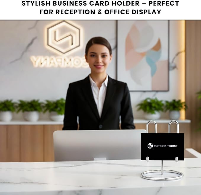 Metal Business Card Holder | Cute Card Organizers Display Stand Postcard Holder Rack for Desktop Working | Multipurpose Metal Phone Stand & Silver Card Holder for Men and Women