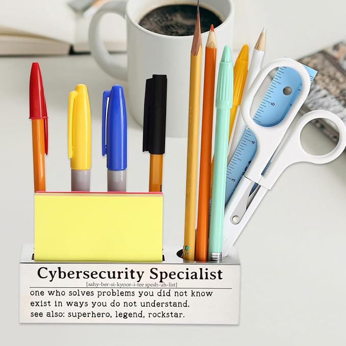 Cybersecurity Specialist Appreciation Gift, Office Desk Decor for IT Security Experts, Ethical Hackers, Network Administrators Career Recognition Gift, Funny Office Pencil Holder for Desk SD273