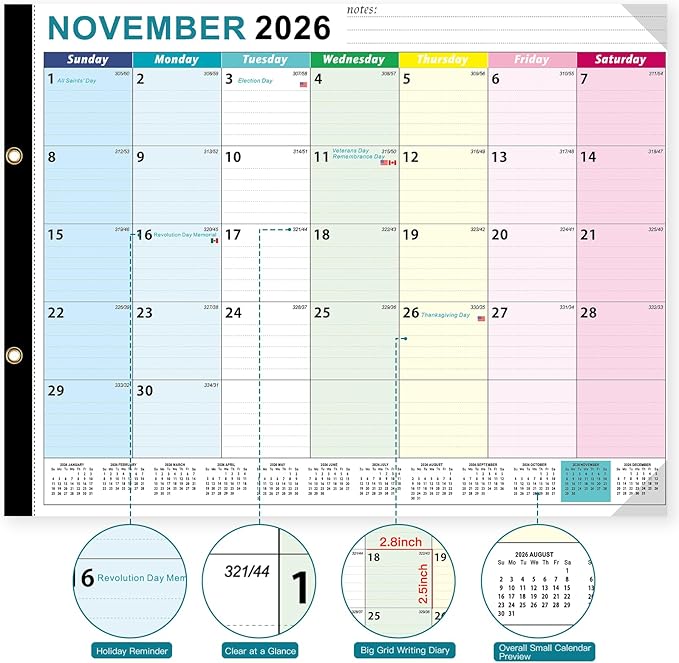 Desk Calendar 2026 Extra-Large 22" x17", AgePlace Wall Calendar 2026-2027 Covers January 2026 - June 2027, Office Supplies Desktop Monthly Calendar for Home Classroom School & Office Or teacher Gifts