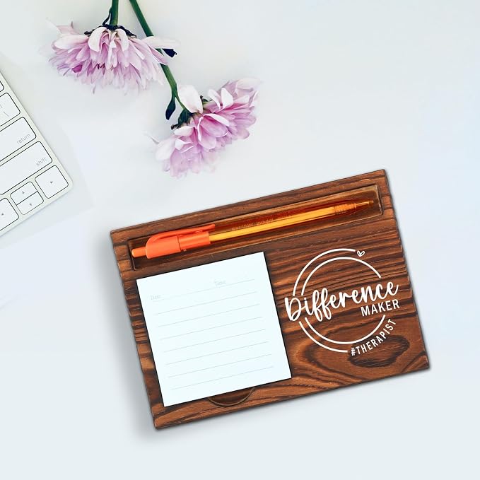 Therapist Difference Maker Self-Stick Note Pad Holder Gift for Counselors Psychologists Mental Health Professionals, Stylish Desk Organizer, Work Desk Retro Note Pad Holder SDZ324