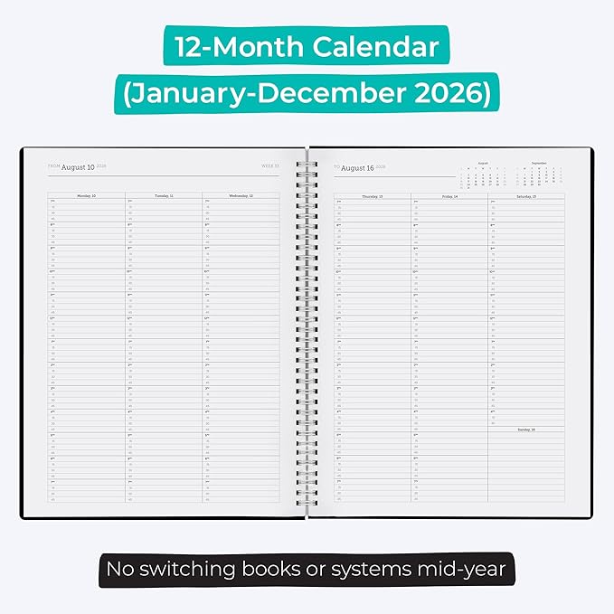 WallDeca Appointment Planner 2026, Agenda Planner With Weekly And Monthly View, Daily Agenda Book And Yearly Planners Calendar Book, Spiral Bound With Day Timer, Notes, Goals, Holidays (8.5 x 11 in)