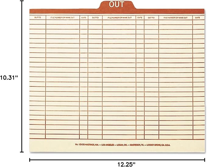 Smead Out Guide Printed Forma Style, 1/5-Cut Tab Center Position, Guide Height, Letter Size, Manila, 100 per Box (51910)