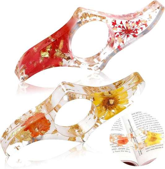 Dried Flower Book Page Holder 2PCS Book Accessories Thumb Book Page Holder Handmade Flower Bookmark for Reading Lovers Gifts for Book Lovers Teachers Students Kids (Styled 2Pcs)