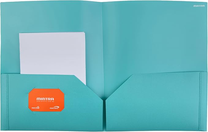 Mintra Poly Pocket Folders 3pk - Heavy Duty (Teal/White/Purple)