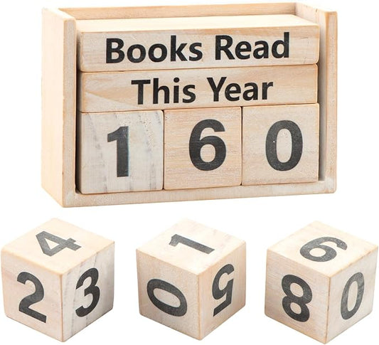 Books Read This Year Counter, Book Counter Sign Up to 999 Bookish Accessories, Books Read This Year Tracker for Reading Goal Display, Reading Challenge Gift for Readers(Color:Rustic)