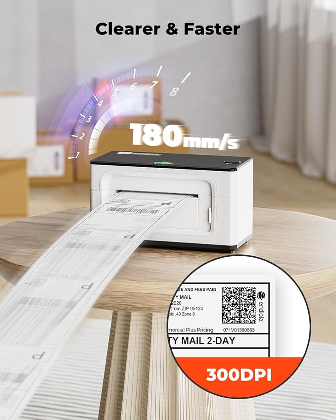 2 in 1 External Rolls Label Holder+4"x6" Direct Thermal Shipping Label 220 Labels/Roll+Bluetooth Thermal Label Printer 941B