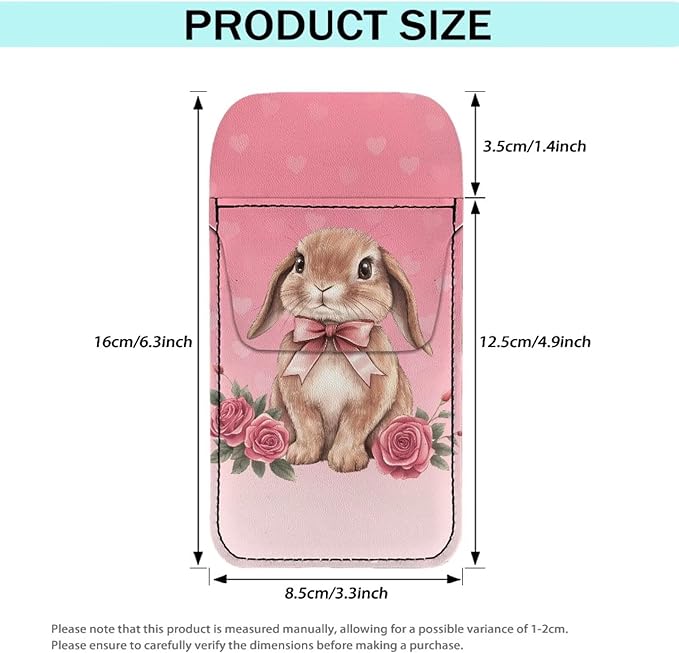 chaqlin Pocket Protector Pen Holder, Cute Bunny Rose Print PU Leather Pocket Organizer Pouch for Shirts Lab Coats Pants Pen Sleeve Writing and Correction Supplies