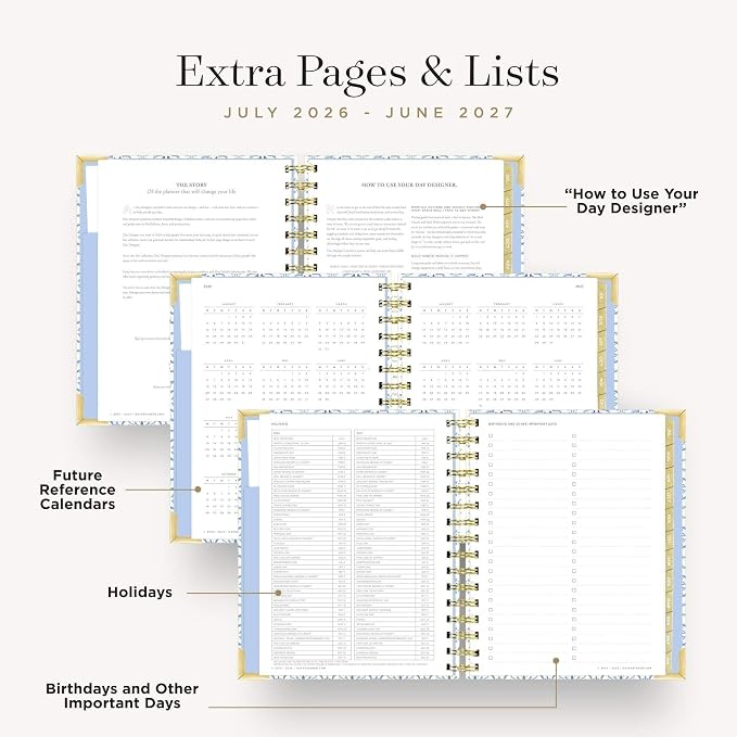 Day Designer 2026-2027 Mini Daily Academic Year Planner Calendar, July 2026 - June 2027, 6" x 8.125", Glossy Laminated Cover, Wirebound, Laminated Tabs, Storage Pocket, Includes Stickers & Snap-In Ruler, Casa Bella