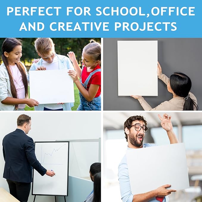 White Poster Boards 50 Sheets, 11.7"x16.5"(A3), Heavyweight 300GSM Poster Paper Bulk for Art Display Board, Classroom Use, School Craft Project, Presentation Drawing