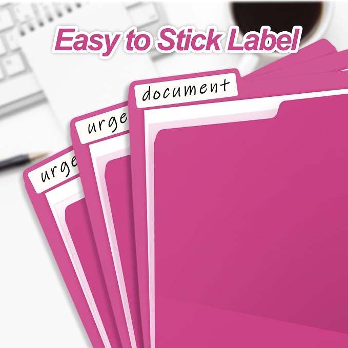 100 Packs Pink File Folder,1/3-Cut Tabs,Manilla File Folders Letter Size,8.5x11 Heavy Duty Paper File Folders for Office Filing,School Projects and Home,Organizer Documents