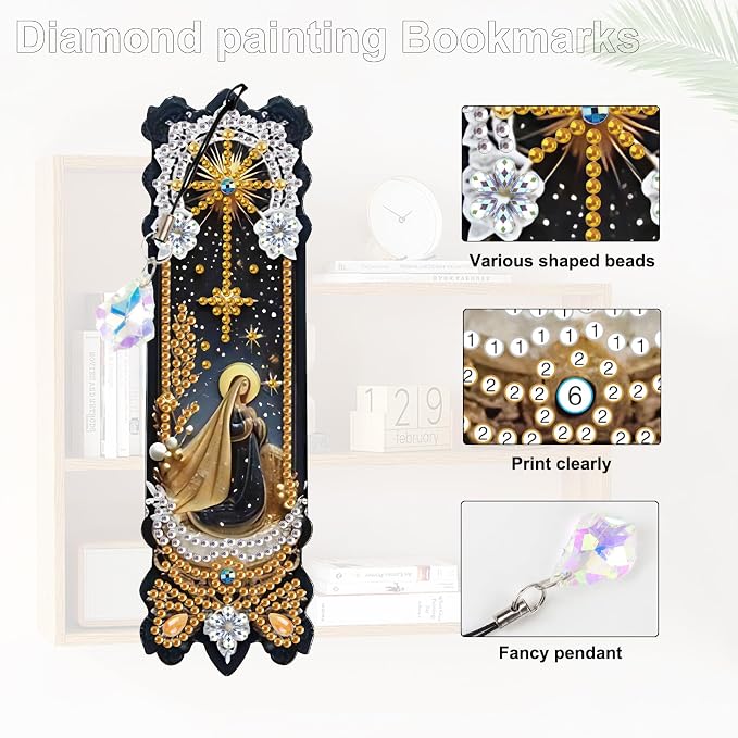 Tontut 3pcs Diamond Art Painting Kit Bookmarks, Jesus Exquisite Universal DIY Bookmarks, Lightweight and Durable, Suitable for Reading Lovers