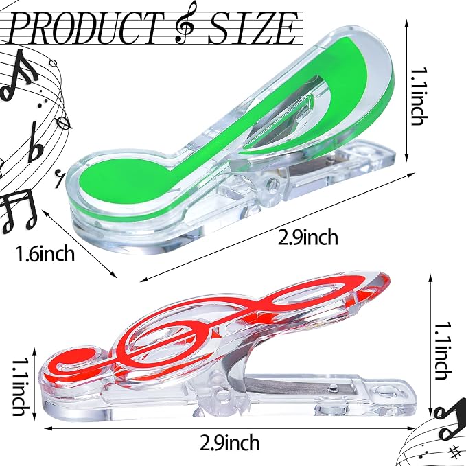 Gersoniel 20 Pack Teacher Gifts Music Note Paper Clip Treble Clef Paper Clips Valentine Funny Music Teacher Gifts Plastic Book Page Sheet Holder for Desk Bookmark Office School Stationery Accessories