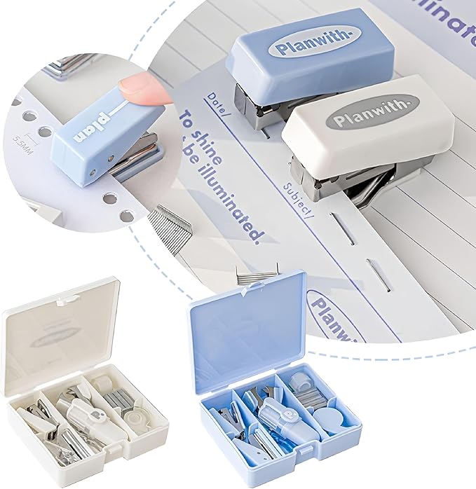 Mini Stapler Staple Punch Hole Tape Machine Set Multifunction Tool
