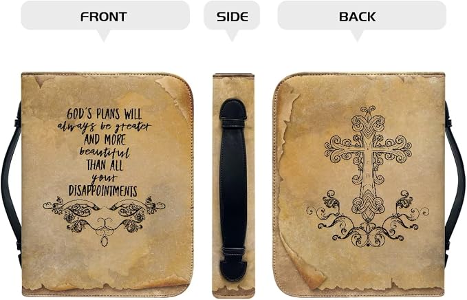 Gods Letter Bible Covers for Women Waterproof Bible Holder Case for Man Portable Bible Protector PU Leather Bible Organizer Bag Large Size