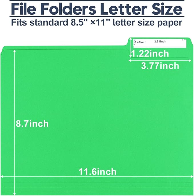 240 Pack Colored File Folders, Letter Size Paper Folders with 1/3-Cut Tabs & Blank Labels, 8.5" x 11" Bulk Durable File Folders for Office/Business/School/Law Firms Use