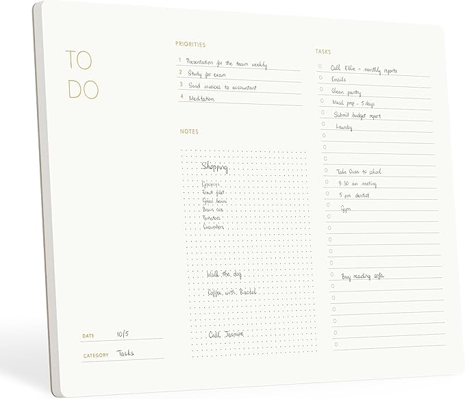 Pinesman - Elegant To Do List Notepad with Mouse Pad Feature, 11.22" x 7.87", 50 Tear-Off Sheets, Gold Foiled, Daily Planning, Eco-friendly To Do List Planner, FSC™ Certified To Do List Notebook for Work