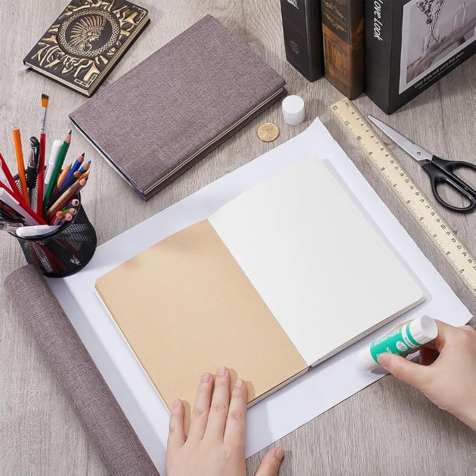 CRASPIRE 51 x 11.8 Book Cloth Books Binding Coffee Color Linen Fabric Surface Paper Backed Bookcover Densely Woven Cloth Books Album Scrapbooking Archival Covering Protector Bookbinding Supplies
