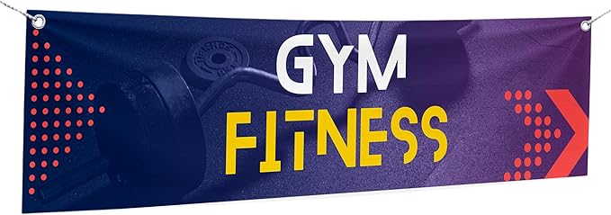 Gym Fitness Large Banners and Signs for Outdoor by Mavis Printing-Polyester Banner with 4 Holes for Easy Hang Indoor & Outdoor|4x1 Feet HD Print Sign to Promote Church| Made in USA