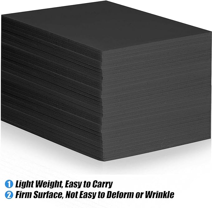 20 Pcs Black Foam Board 14 x 11 inch Foam Core Board Black Poster Board 3/16" Thick Foam Backing Boards for Crafts Poster Making Art Presentations