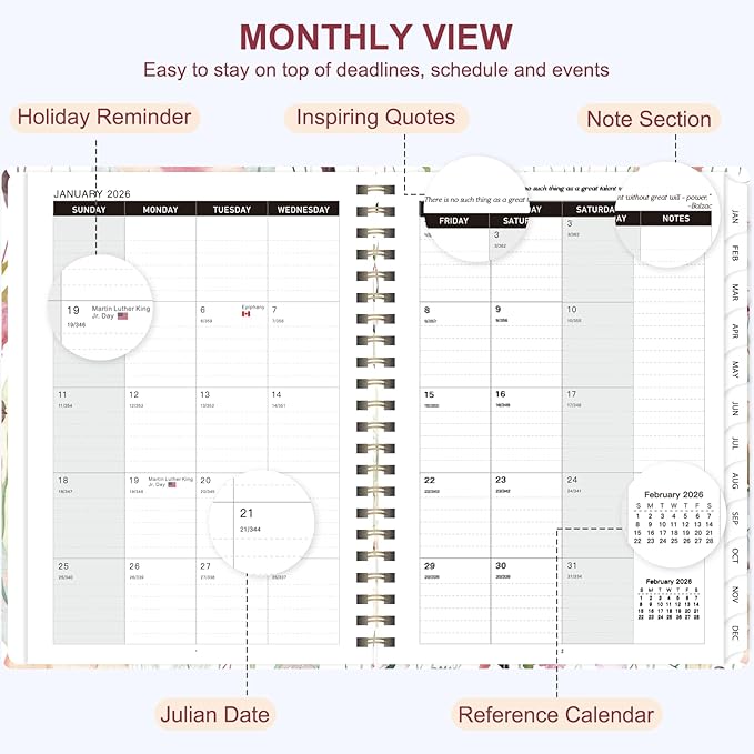 2026 Planner, Weekly and Monthly Calendar Academic Planner, Jan 2026 - Dec 2026, Planning Agenda Book for Desk Accessories and School Supplies - A5 (6.3'' x 8.5'')