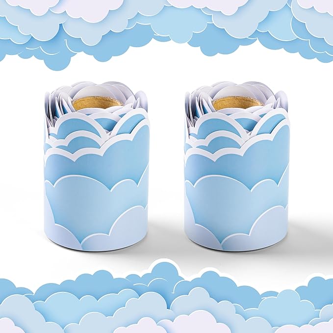 66 ft Blue Sky Clouds Bulletin Board Border Cloud Shaped die-Cut Border Trim Paper Cutouts roll for School Chalkboard Bulletin Board Window Wall Party Decor