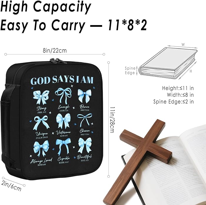Bible Cover for Women, Bible Holder, Bible Cover With Handles, Bible Carrying Case, Bible Bags With Zipper and Pockets