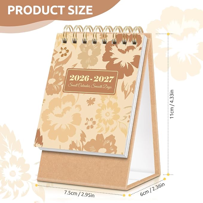 KONVINIT Small Desk Calendar 2026-2027, Aesthetic 2026 Desk Calendar - Runs From July 2026 Until December 2027, 18 Months Mini Desktop Calendar 2026 for School, Home & Office Supplies