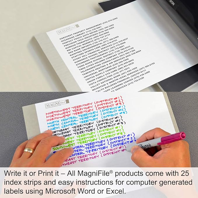 Ultimate Office MagniFile Hanging File Folders V Base Letter Size with 11 inch Magnified Indexes that Double The Size of Your File Titles to Find Files Fast. (Set of 10 Assorted)