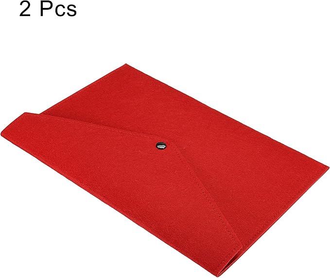 PATIKIL File Bag Felt Folder 2 Pack A4 Envelope Document Storage Pouch Organizer for Office Business, Red