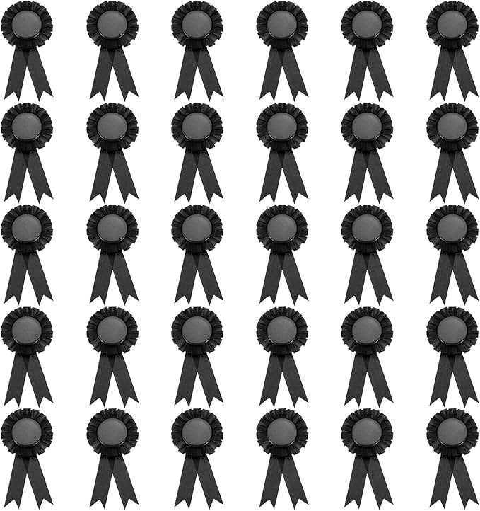 PATIKIL Blank Award Ribbon, 30 Pcs Prize Ribbon Award Medal Winner Ribbon Recognition Participation Ribbon for Competition, Sport Event and Party, Wedding, Black