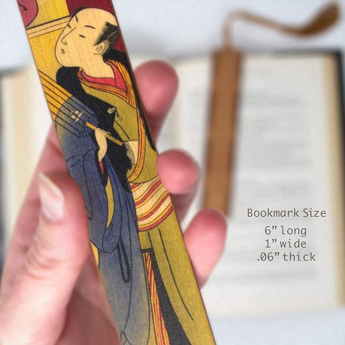 Japanese Man in Kimono Wooden Bookmark | Traditional Japanese Ukiyo-e Woodblock Print Art | Gift for Art Lovers, Collectors, Readers, Japanese Art & Culture Enthusiasts | Handmade in the USA