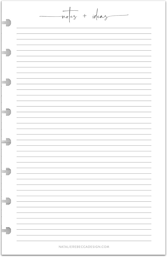 BetterNote Notes Refill Pages for Disc Notebooks, fits Happy Planner, Levenger Circa, TUL, Staples Arc, InkWell Press, Talia (Modern- 25 Sheets, 8-Disc, 5.5"x8.5")