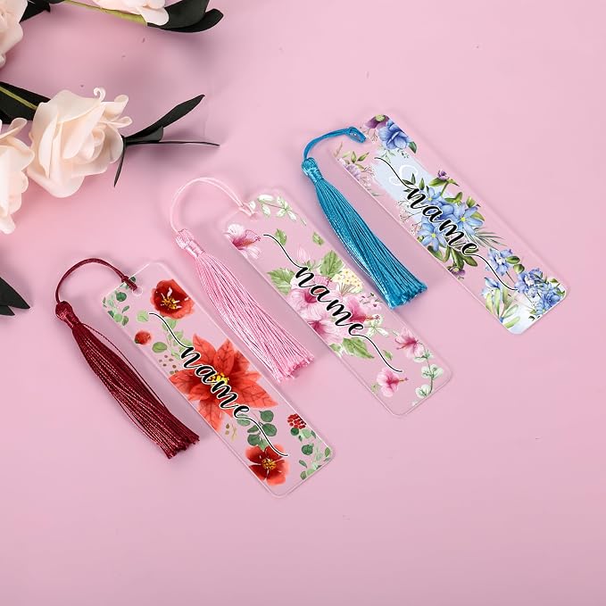 Personalized Bookmarks for Women Book Lover Birth Flower Birthday Customized Gifts for Reading Her Daughter Friends (Acrylic #7)