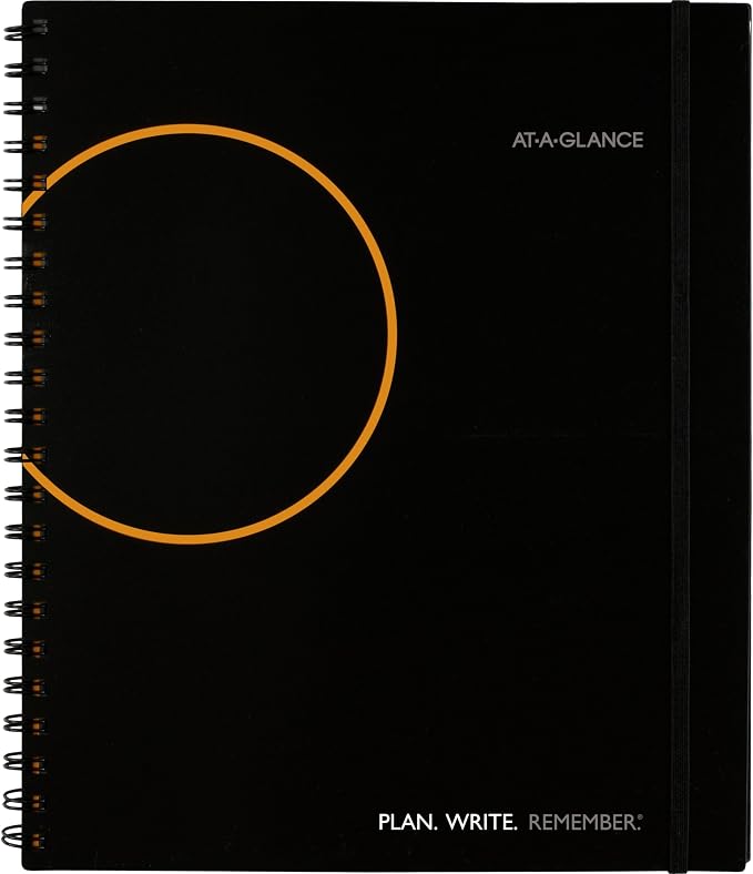 AT-A-GLANCE Undated Planning Notebook with Reference Calendars, 8.5" x 11", 168 Pages, Plan. Write. Remember., Black (7062090527)