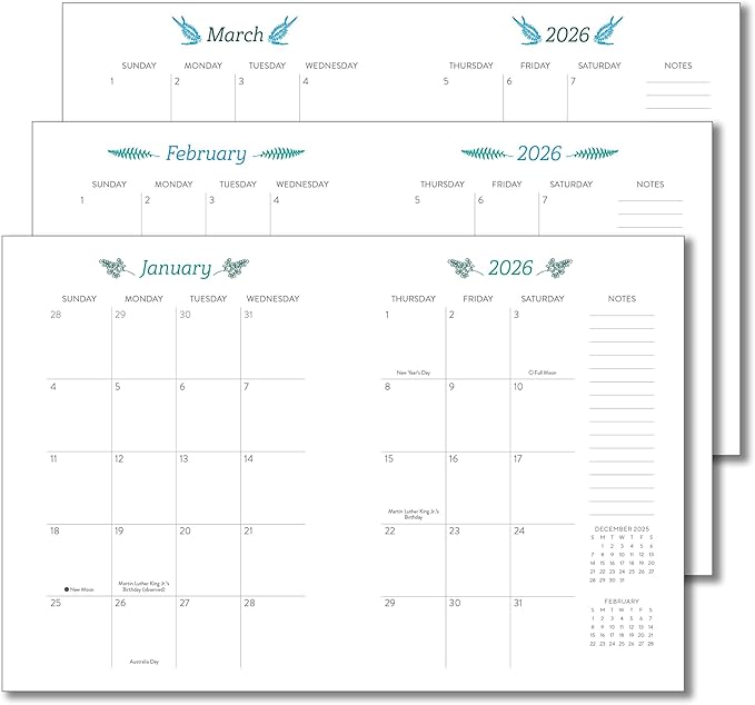High Note 2026 Planner, 12-Month Weekly & Monthly Flexible Cover Planner: 2026, 5.75" x 7.5", Greenery, with Goal & Project Planning Pages