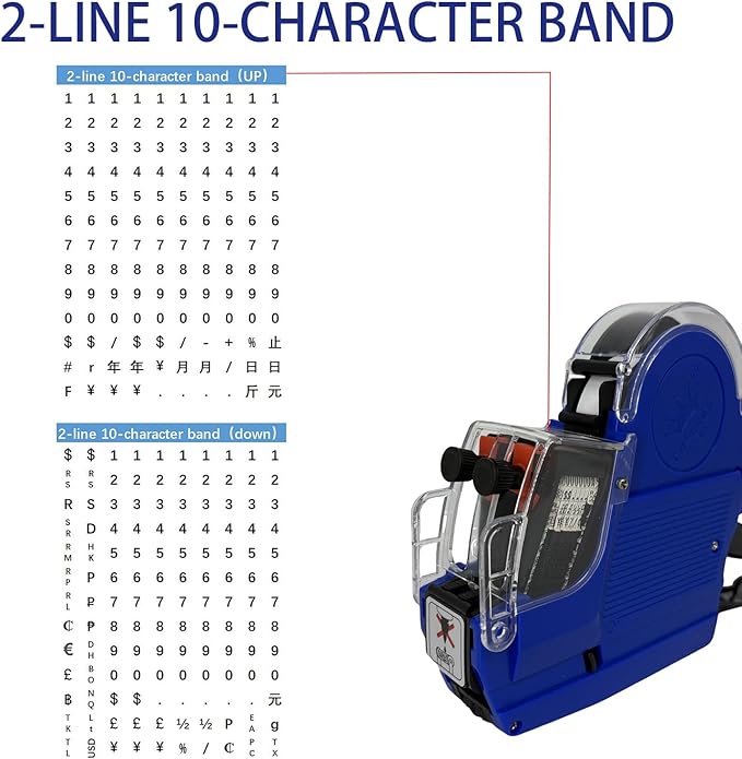 2 Line Price Gun with 1200 White 400 Red 400 Yellow 400 Green Labels 3 Ink Rollers,1 Ink roll and Labels Pre-Loaded
