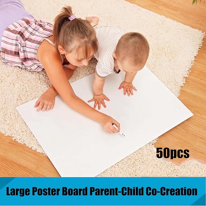 20×30” Poster Board 50pcs White Poster Paper Poster Board Bulk suitable for DIY, Crafts, Signs Project Presentations, Drawing and School Supplies,250GSM Thickness Blank Large Posterboard
