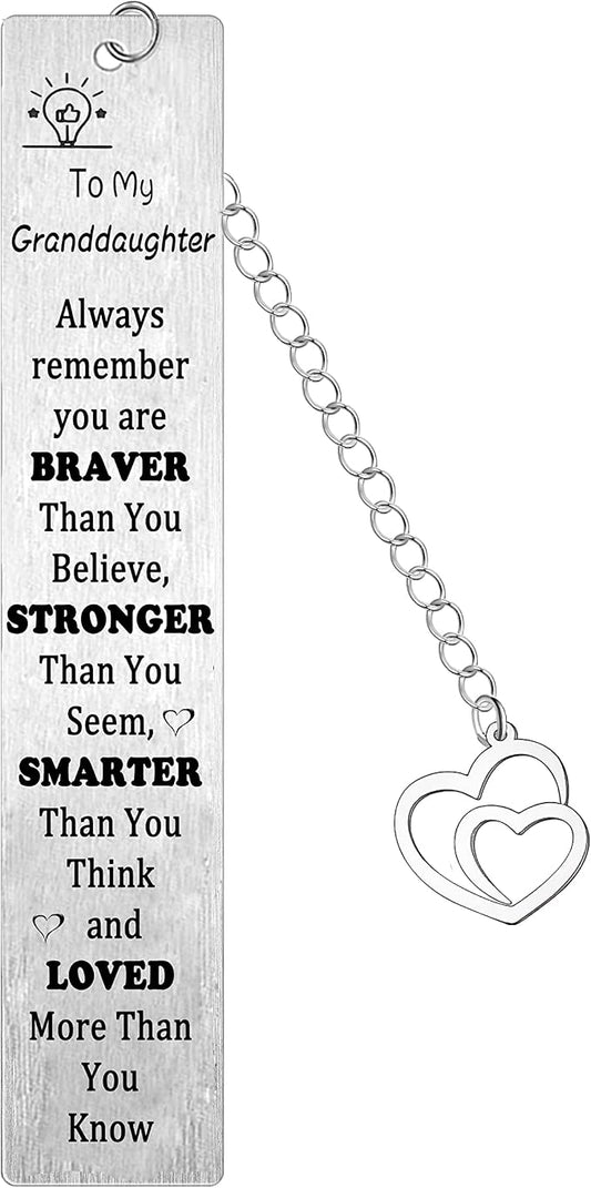 Granddaughter Bookmark Gifts for Granddaughter Gifts from Grandma Grandad Inspirational Gifts for Granddaughter Christmas Encouraging Graduation Gifts (Granddaughter Bookmark)