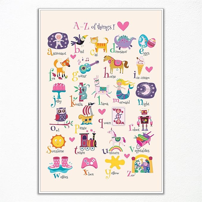 Animal Alphabet Poster, Abc Animal Poster for Toddlers, Alphabet Letters for Wall, Educational Learning Posters for Toddlers 1-3, Classroom Must Haves Poster, Baby Nursery Print 12x16in Unframed