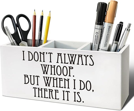 Funny Pen Pencil Holder, Funny Coworker Gifts for Women Men Wood Desk Organizer and Accessories, Office Humor Gifts Pen Holder Desk Organizer for Office Workplace Tabletop