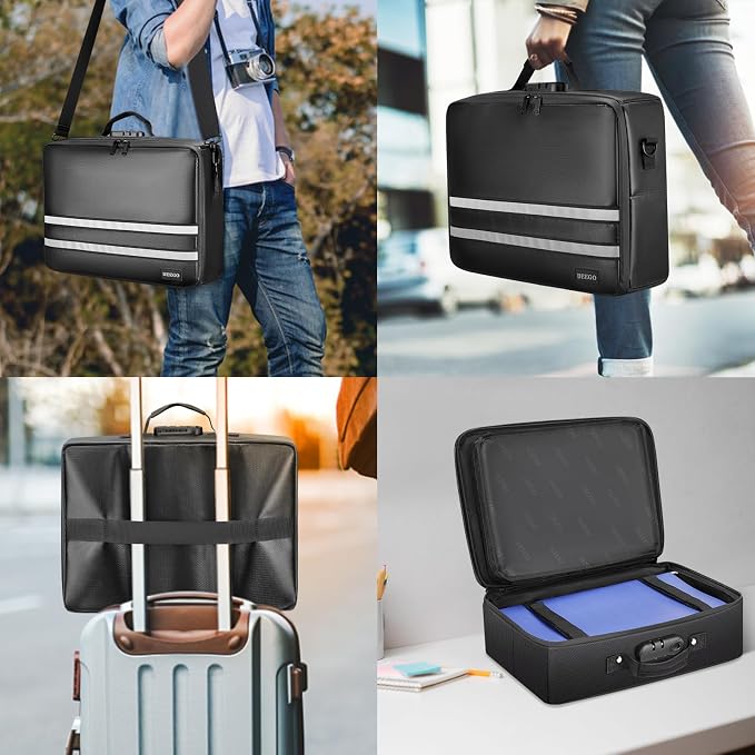 DEEGO Fireproof Document Organizer With Lock, Waterproof File Organizer for Important Document Folder, File Paper, Certificate, Passport, Portable Fireproof Safe Bag for Office Storage, Travel, Gifts