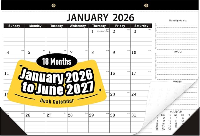 Desk Calendar 2026-2027,Calendar 2026-2027-18 Months-12x17 in,January 2026 to June 2027,Calendar 2026,Calendar 2026-2027 Perfect for Your Home,School or Office.
