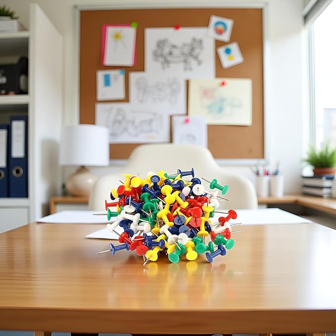 100 Pcs Colourful Reusable Plastic Push Pins Map Drawing Push Pins for Home Office Craft Projects Nice and Clever, Tape, Adhesives and Fasteners
