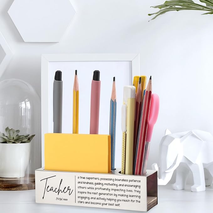 Teacher Desk Pencil Holder Inspirational Gift for Teachers Motivational Office Decor for Educators Unique Pen and Pencil Organizer for Classroom EDP86