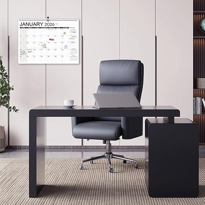 AECCN Calendar 2026-2027, Large days Blocks, 17" x 12" Large Wall Calendar 18 Months with Stickers, Anti Ink Bleed, Durable Thick Paper, 2026-2027 Calendars for Home, Office, Teacher Supplies- Simple