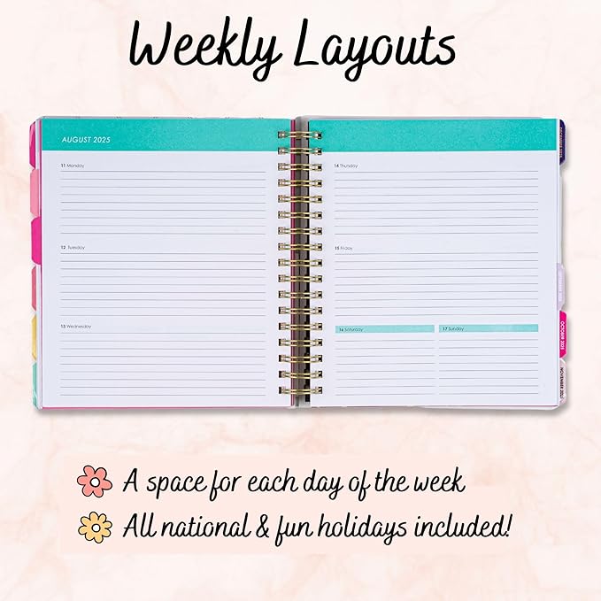 Votum 18-Month Day Large Planner, 2024-2025, Daily, Weekly & Monthly, January-June, Organized Chaos Black - Appointment Book with 3 Sticker Sheets, Twin-Ring Binding, Notes Pages - School & Work
